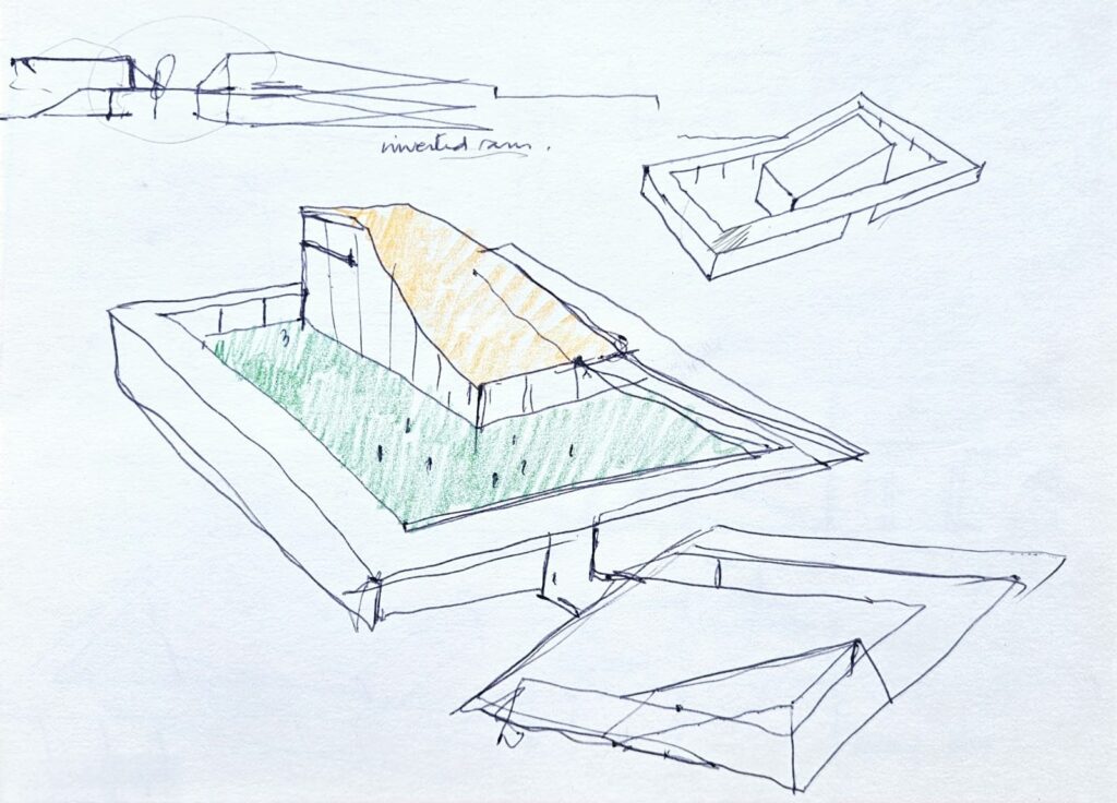 Sketches for Nalanda Visitor Centre and Retreat. © NilaA Architecture and Urban Design