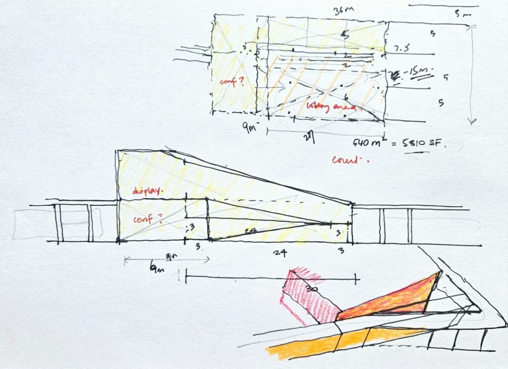 Sketches for Nalanda Visitor Centre and Retreat. © NilaA Architecture and Urban Design