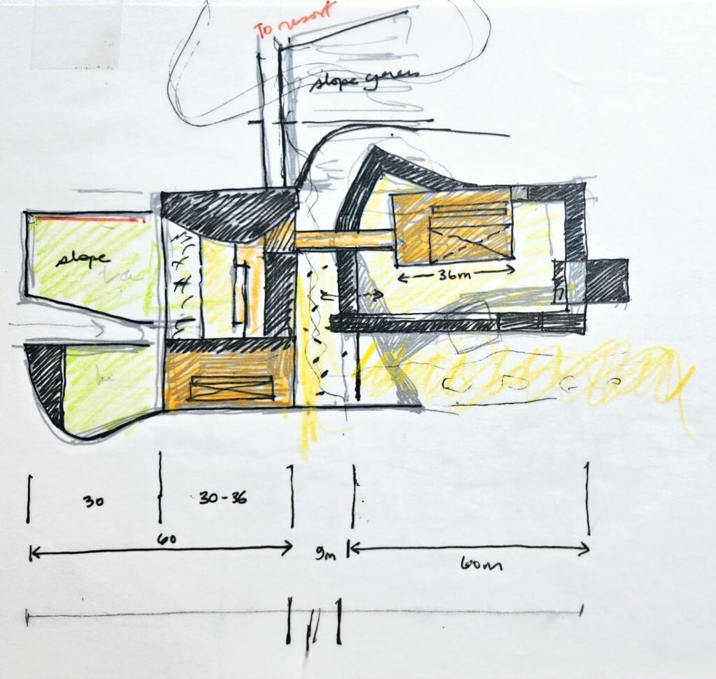 Sketches for Nalanda Visitor Centre and Retreat. © NilaA Architecture and Urban Design