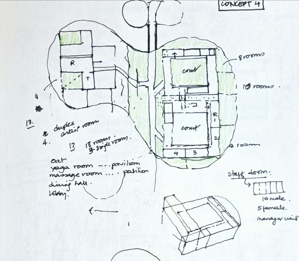 Sketches for Nalanda Visitor Centre and Retreat. © NilaA Architecture and Urban Design