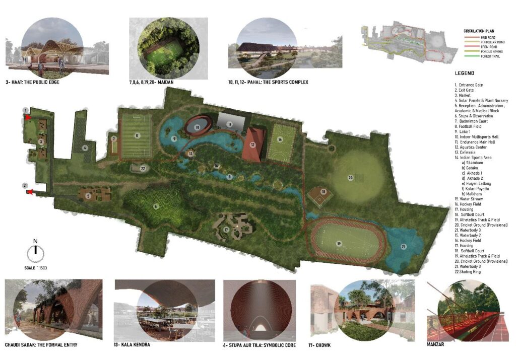 Master Plan. Pahal Sports Facility, by SpaceMatters: Competition entry for “PAHAL-Takshila’s Initiative for Sports”