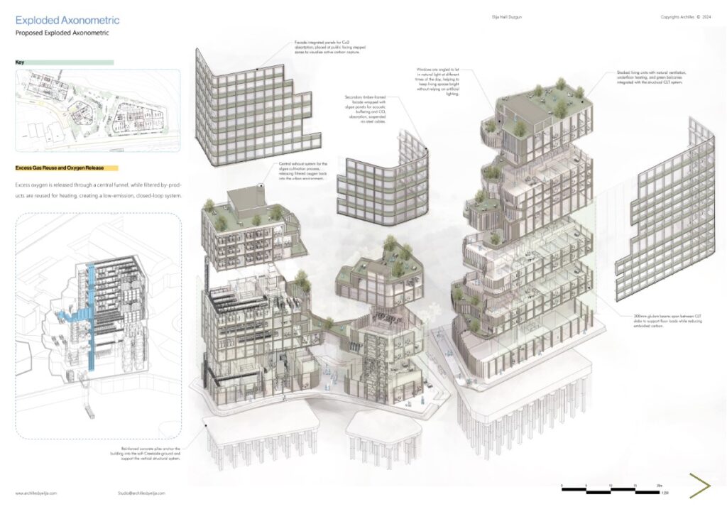 Axonometric view, The Living Factory Proposal, by Elija Halil Architecture + Design