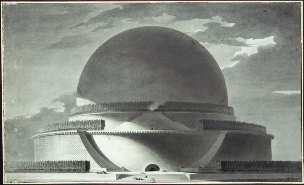 Cenotaph for Sir Isaac Newton (1784) by Etienne-Louis Boullée. Source - wikimedia commons