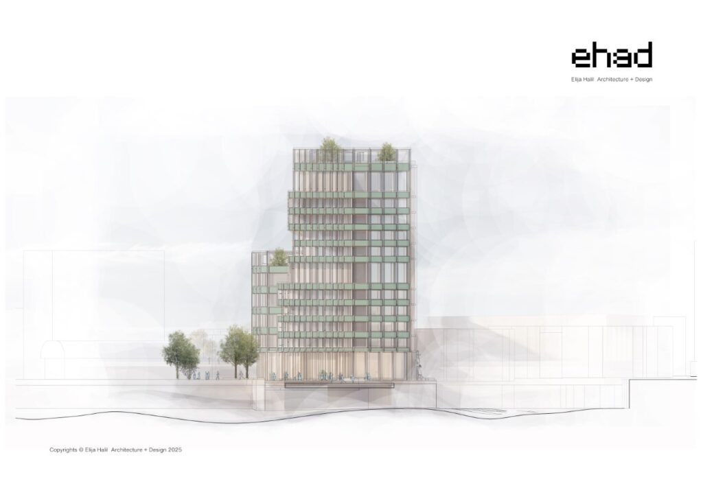 Side Elevation, The Living Factory Proposal, by Elija Halil Architecture + Design