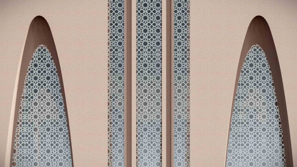 Detail Screen Work. Rabbania Mosque, by M. Rahman & Associates Architects