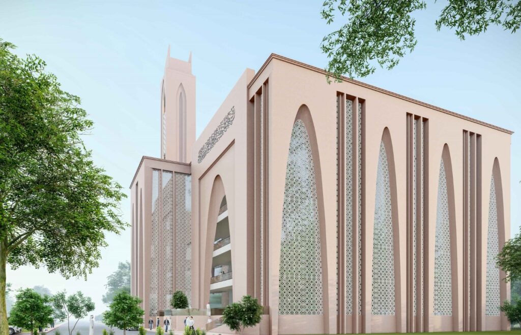 From North-East side. Rabbania Mosque, by M. Rahman & Associates Architects