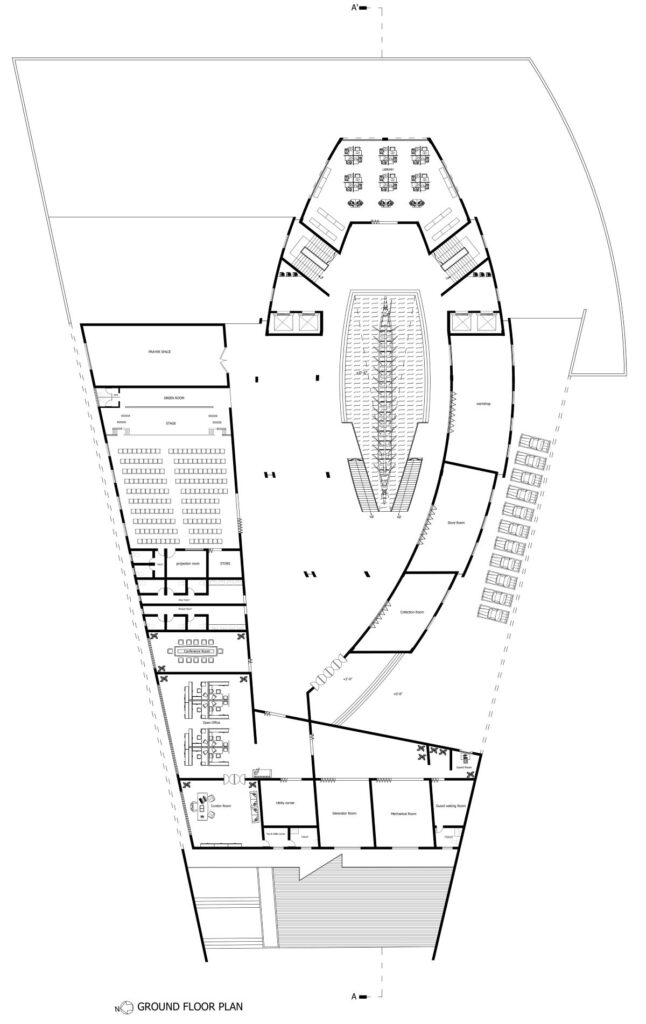 Ground Floor Plan. Boat Museum, by Muzahid Islam