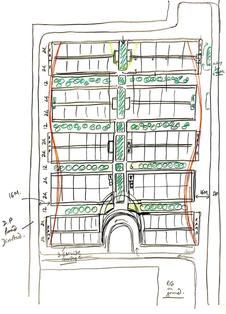 Sketch of site plan. Bombay High Court. © Sanjay Puri Architects