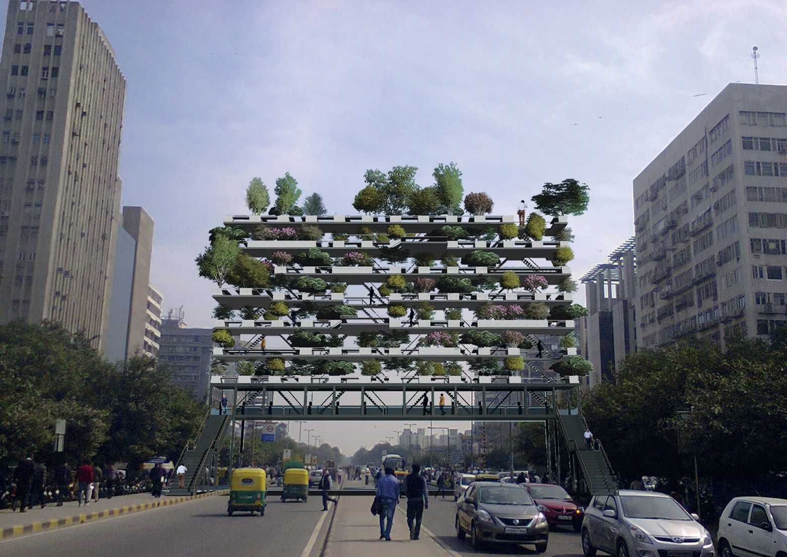 Multilevel Crosswalk Garden, Delhi. © Gautam Bhatia