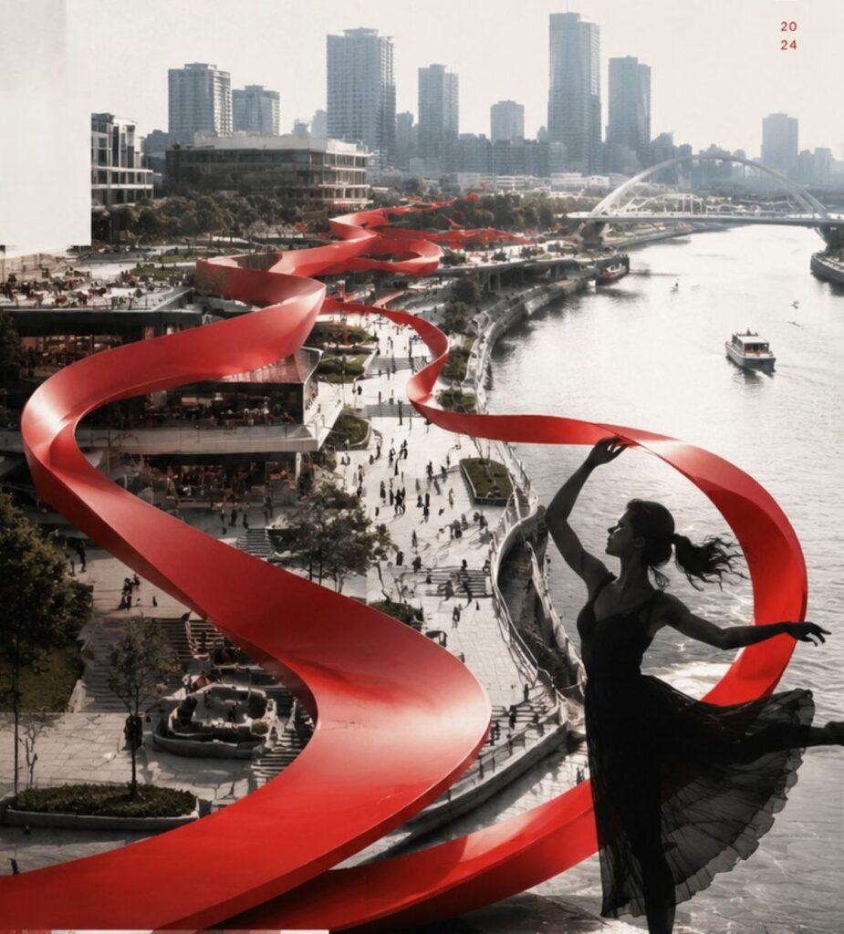 The Red Ribbon Riverwalk by AIRIlab 7